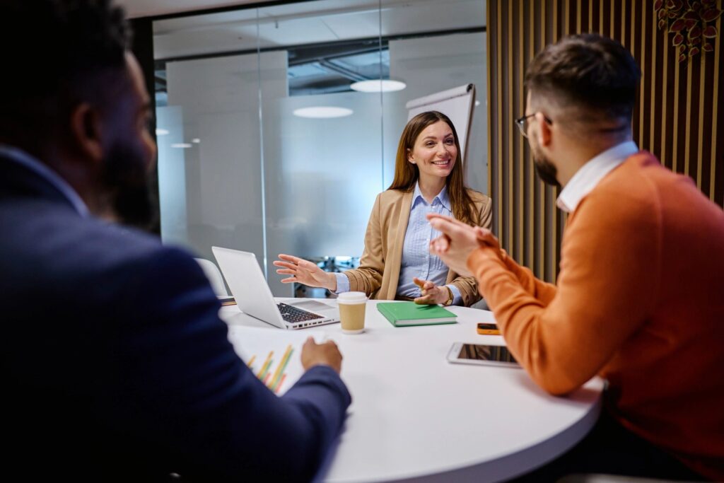 Business team discussing during a meeting in a modern office
